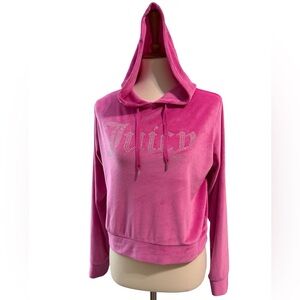 Juicy Couture Pink Velour Hoodie Rhinestone Logo size Large NWOT